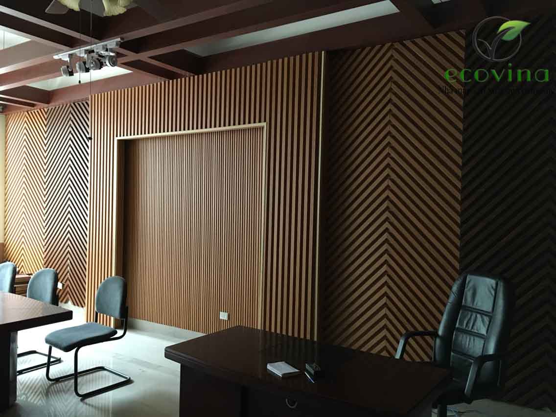 Văn phòng dùng tấm nhựa giả gỗ ốp tường - tấm ốp gỗ nhựa composite Ecovina