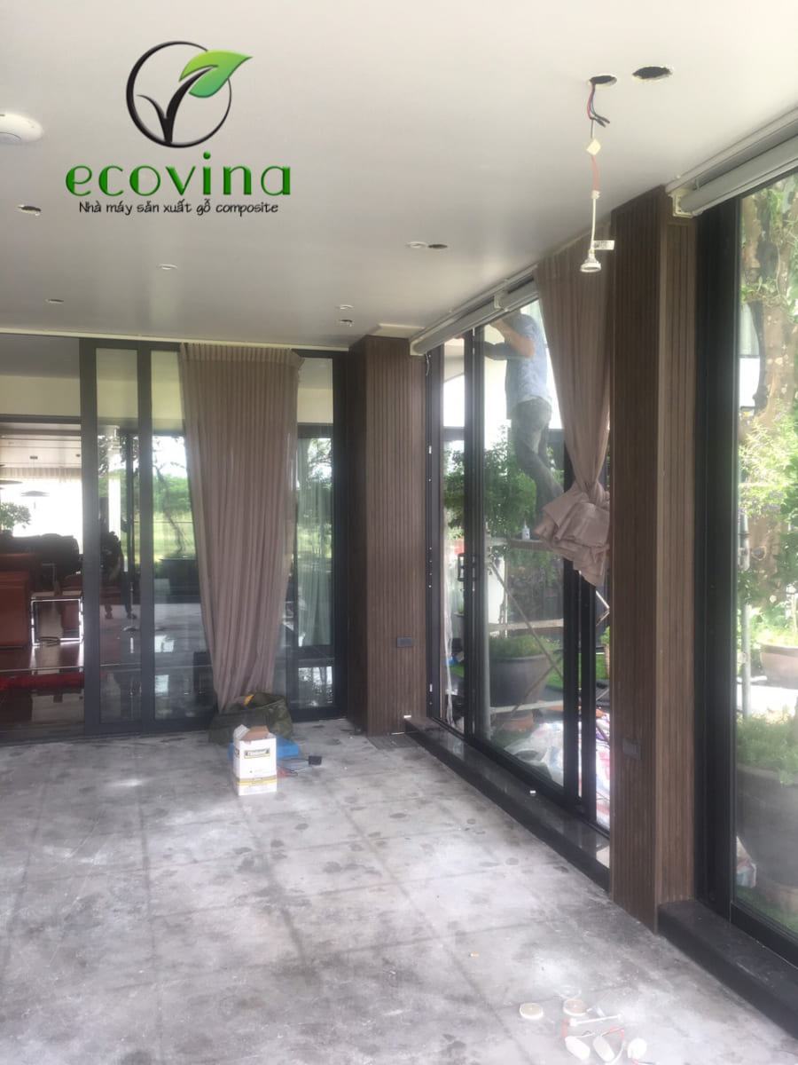 Thi công tấm ốp trần, tường gỗ nhựa composite cho biệt thự tại Ciputra Hà Nội.
