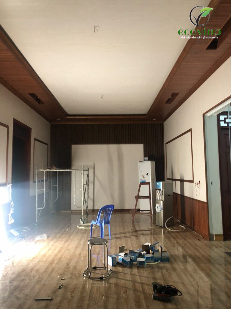 Ecovina thi công lắp đặt trần gỗ, tường gỗ tại Bắc Giang