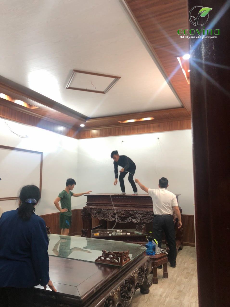 Ecovina thi công lắp đặt trần gỗ, tường gỗ tại Bắc Giang