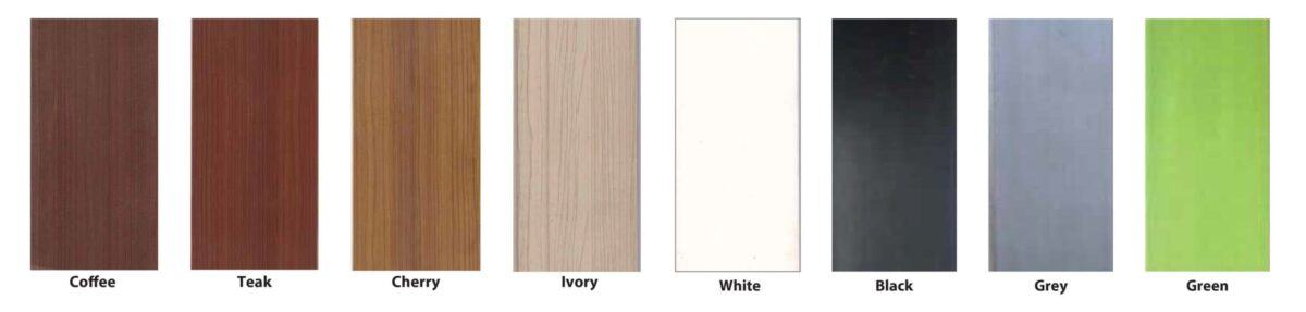 Màu gỗ: Màu nâu, Màu xám đậm, màu gỗ, màu ngói, màu trắng xám.