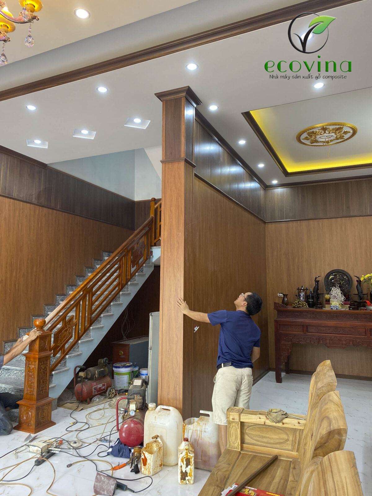 Ecovina thi công ốp tường gỗ nhựa Composite tại Bắc Giang